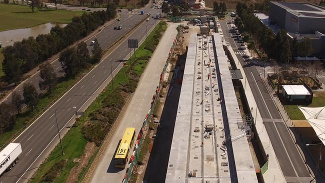 The view from the Skytrain desk with Rouse Hill Town Centre at the right. Picture: Transport for NSW