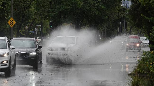 Melbourne received an average of 43mm and a minor flood warning is in place for the Yarra River. Picture: Alex Coppel.