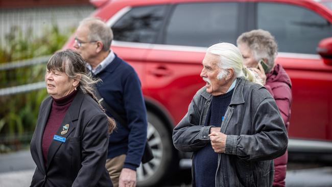 Mourners arrive to the memorial service in Korumburra.