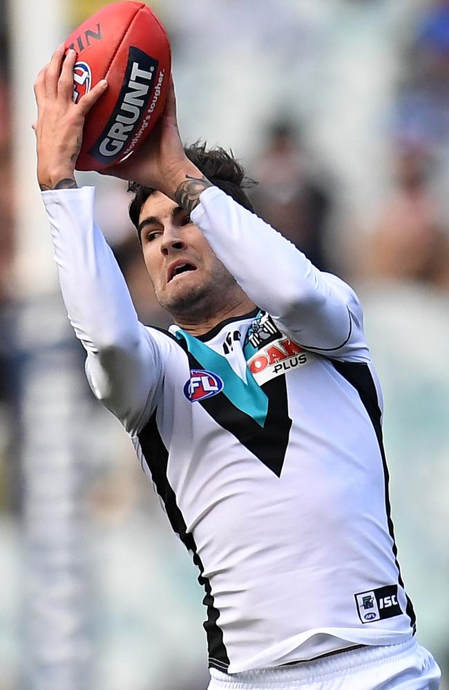 Chad Wingard of the Power in action during the Power’s win against Carlton.