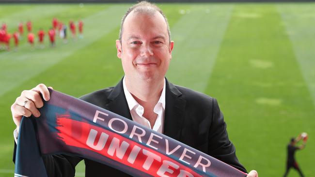 Adelaide United chairman Piet van der Pol at Hindmarsh. Picture: Dylan Coker