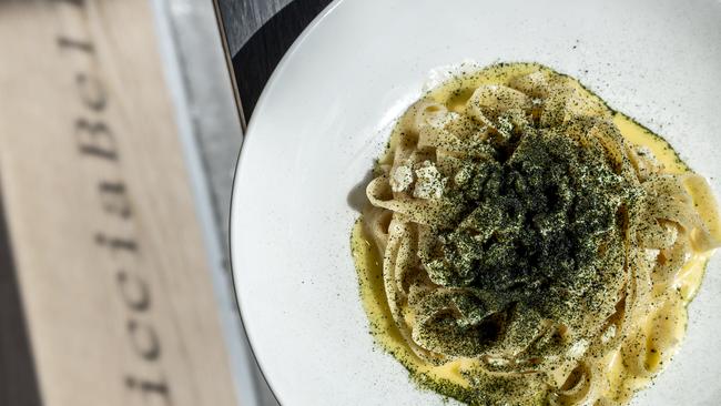 The crab and lemon fettuccine. Picture: Monique Harmer