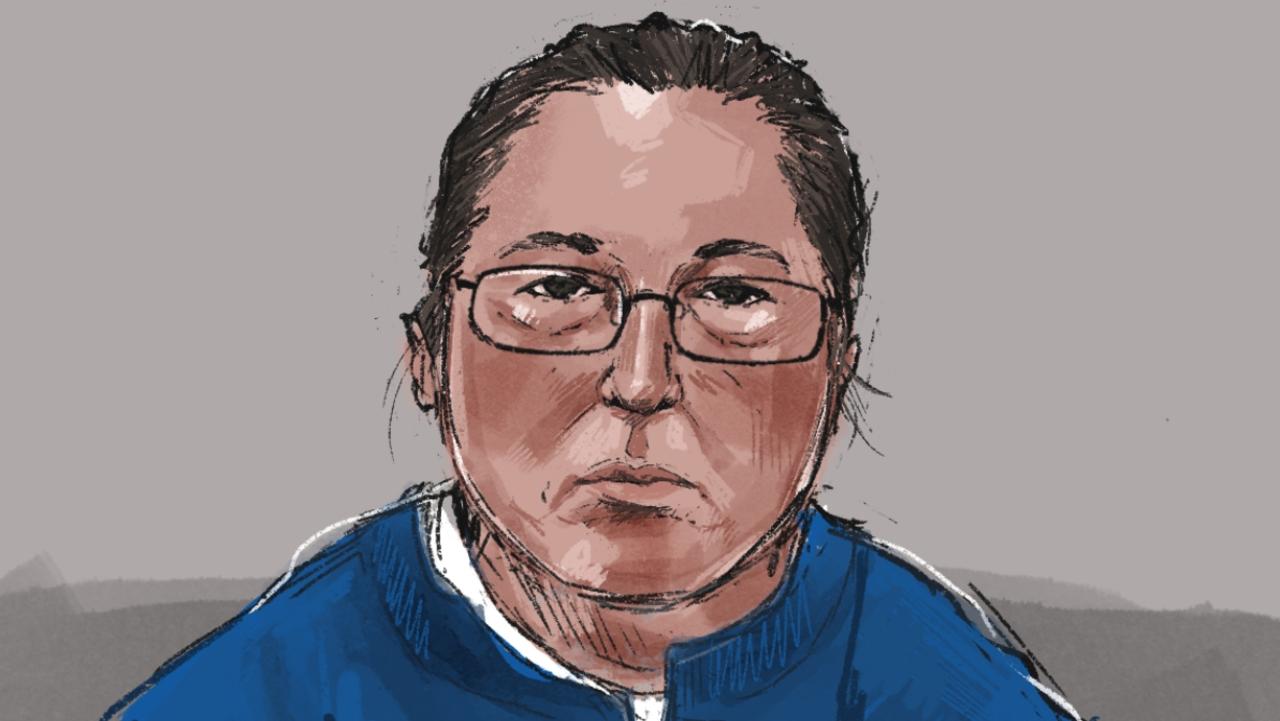 A sketch of Erin Patterson during her second court appearance via video link from Dame Phyllis Frost Centre.