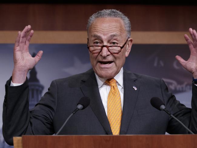 Senate Minority Leader Chuck Schumer, D-N.Y., criticizes President Donald Trump's performance during his side-by-side news conference with Russia's Vladimir Putin in Helsinki, as he speaks to reporters on Capitol Hill in Washington, Monday, July 16, 2018. Trump openly questioned his own intelligence agencies' conclusions that Moscow was to blame for meddling in the 2016 U.S. election to Trump's benefit. (AP Photo/J. Scott Applewhite)
