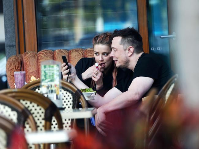 Amber Heard and Elon Musk pictured at the Shingle in Broadbeach. Picture: Nigel Hallett.