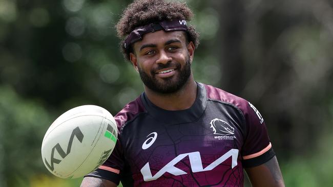 Ezra Mam at Brisbane Broncos training at Red Hill. Pics Adam Head