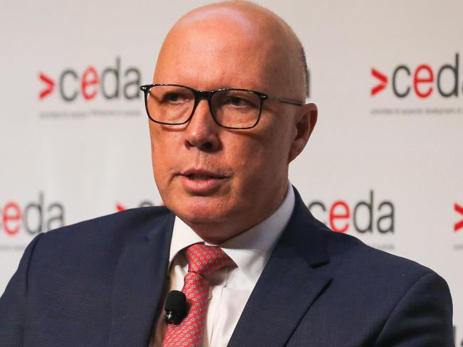 SYDNEY, AUSTRALIA : NewsWire Photos - SEPTEMBER 23 2024; Opposition Leader Peter Dutton addresses a CEDA lunch on nuclear policy: A Nuclear Powered Australia - could it work? in Sydney today. Picture: NewsWire / Gaye Gerard