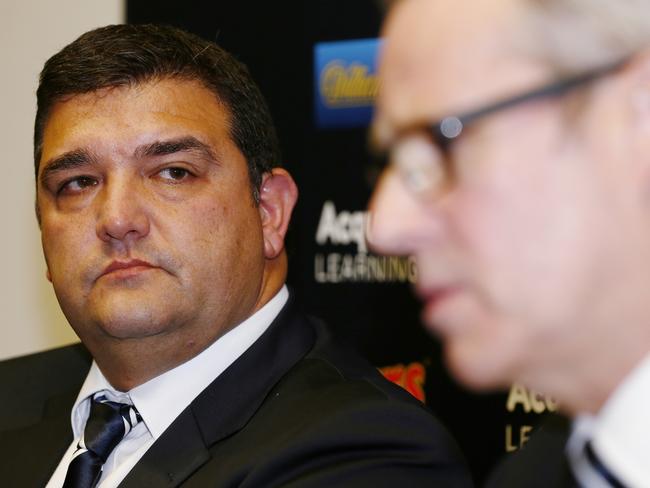 Former Carlton President Mark LoGiudice pictured at the press conference where Mick Malthouse’s sacking was announced. Picture: Michael Klein