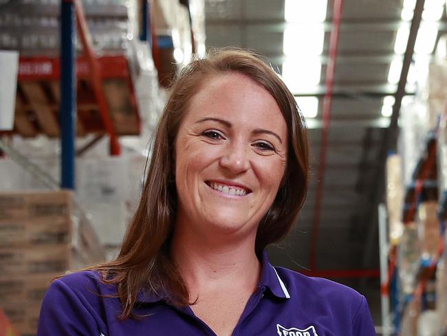 **The Thanks A Million campaign** Helen Bell at the Foodbank warehouse, in Glendenning, today.Helen who had just started working at Foodbank in late 2019 when a number of bushfires hit and she had to quickly respond, working midnight shifts and weekends managing donor enquiries from the Australian and international communities.Picture:Justin Lloyd