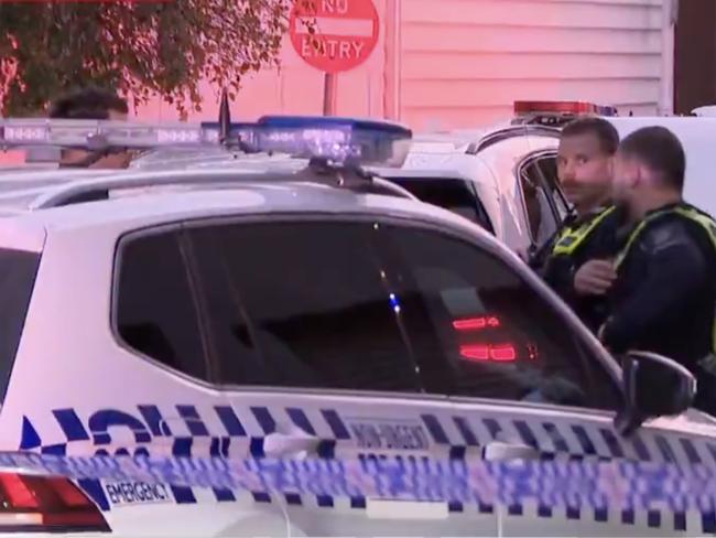Police respond to the incident on Saturday night. Picture: Nine News