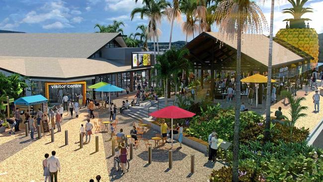 VISION: Artist's impressions of the revamped Big Pineapple's entrance and main hall. Picture: Contributed