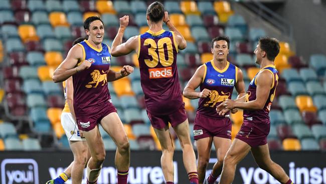 While the Broncos are battling, the Lions are roaring. Picture: Darren England/AAP