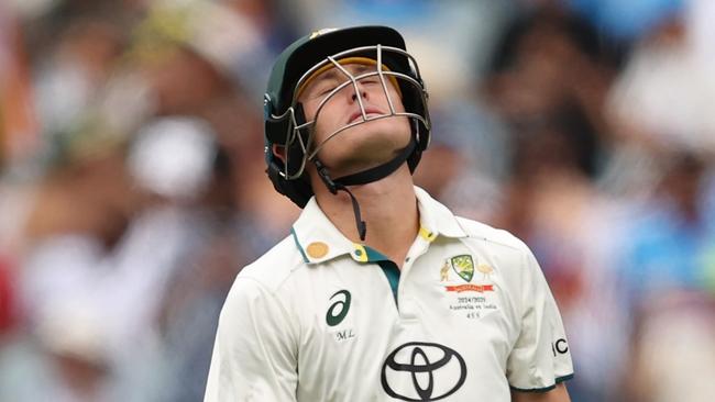 MELBOURNE, AUSTRALIA - DECEMBER 26: Marnus Labuschagne of Australia looks dejected after being dismissed by Washington Sundar of India during day one of the Men's Fourth Test Match in the series between Australia and India at Melbourne Cricket Ground on December 26, 2024 in Melbourne, Australia. (Photo by Robert Cianflone/Getty Images)