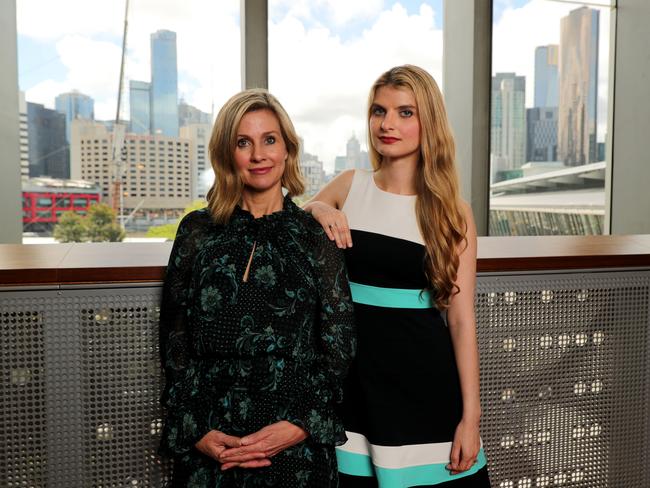 08/10/2019: Australia's e-safety commissioner Julie Inman Grant (left) with American e-safety ambassador Alicia Kozakiewics in Melbourne Stuart McEvoy/The Australian.