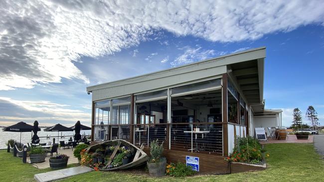 On the water’s edge. Bombora on the River, at Goolwa.