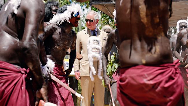 His Royal Highness Prince Charles is welcomed to country with a sacred â€˜Wuyalâ€™ ceremony, which will reveal the Malka (feather) string that connects the Rirratjingu people to their land. Led by traditional owner and ceremony leader Witiyana Marika, at Mount Nhulun where the spirit being Wuyal (sugar bag honey man) climbed to the top of the hill and named the areas around Nhulunbuy, and gave the Rirratjingu people their sacred knowledge. The Prince of Wales then met with senior members of the Rirratjingu Aboriginal Corporation, and Dhimurru Aboriginal Corporation during the first day of his visit to the Northern Territory.