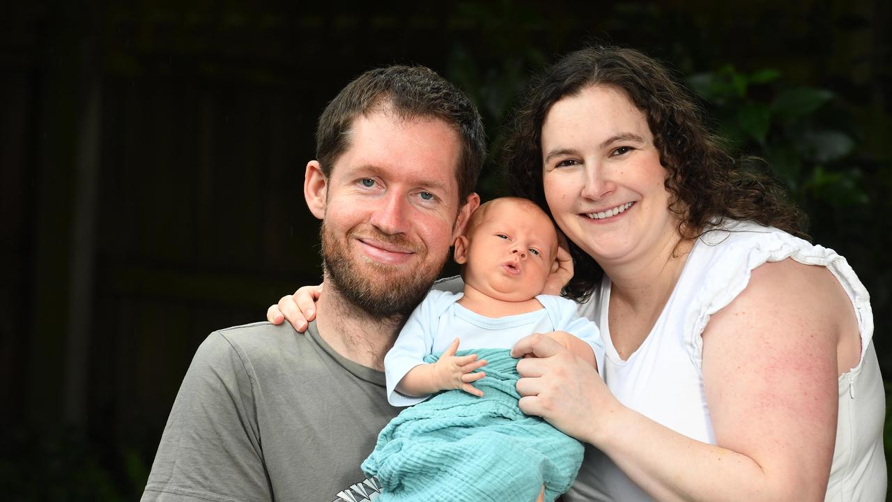 Dad Jesse Higginson, baby Reynold and mum Marilyn Sendeckyj went through Monash IVF. Latest data on which IVF clinics are the most successful. Picture: Josie Hayden