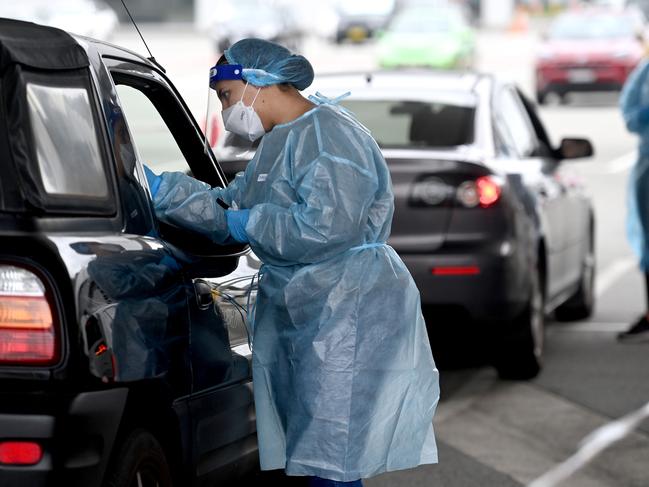 Covid-19 testing at Sydney International Airport. Picture: NCA NewsWire / Jeremy Piper