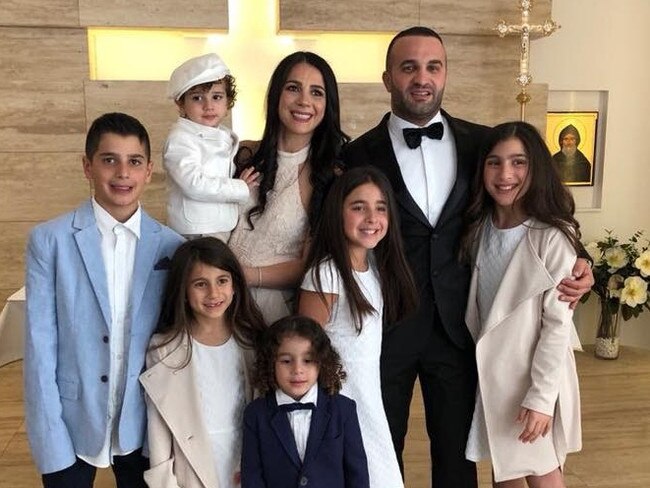 Leila Geagea Abdallah surrounded by the loves of her lives – husband Danny and her children before fate cruelly took Antony (far left), Sienna (next to Antony) and Angelina (far right). Picture: Supplied