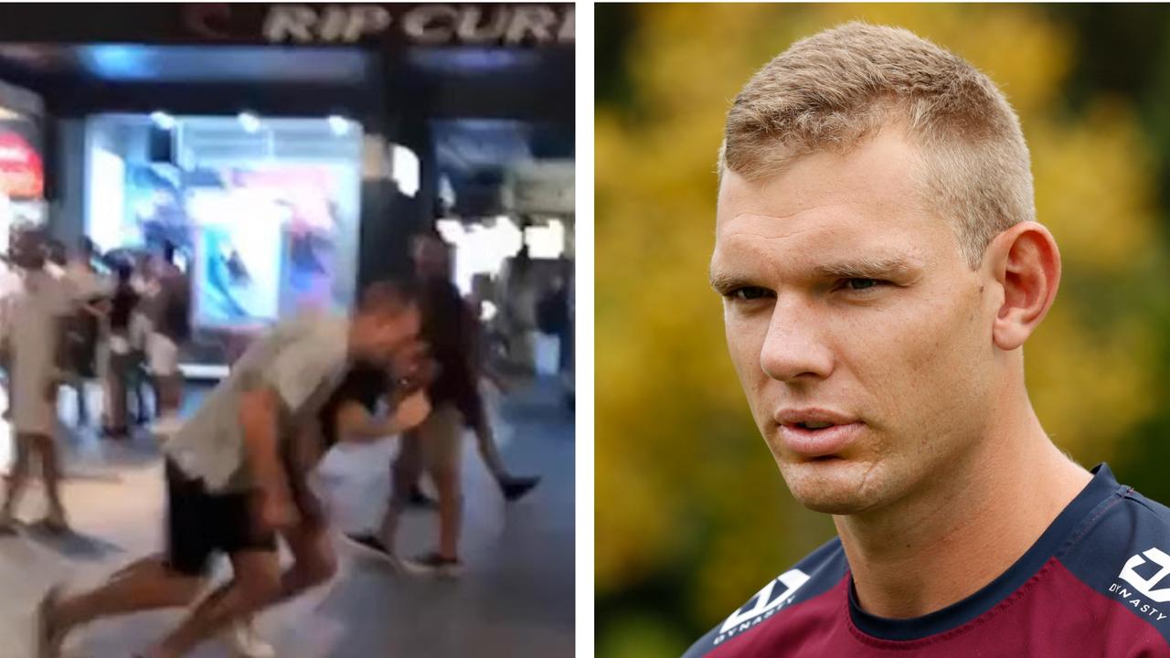 Tom Trbojevic is out for six weeks with the club denying his hamstring is linked to race in The Corso with a Manly fan on Saturday night