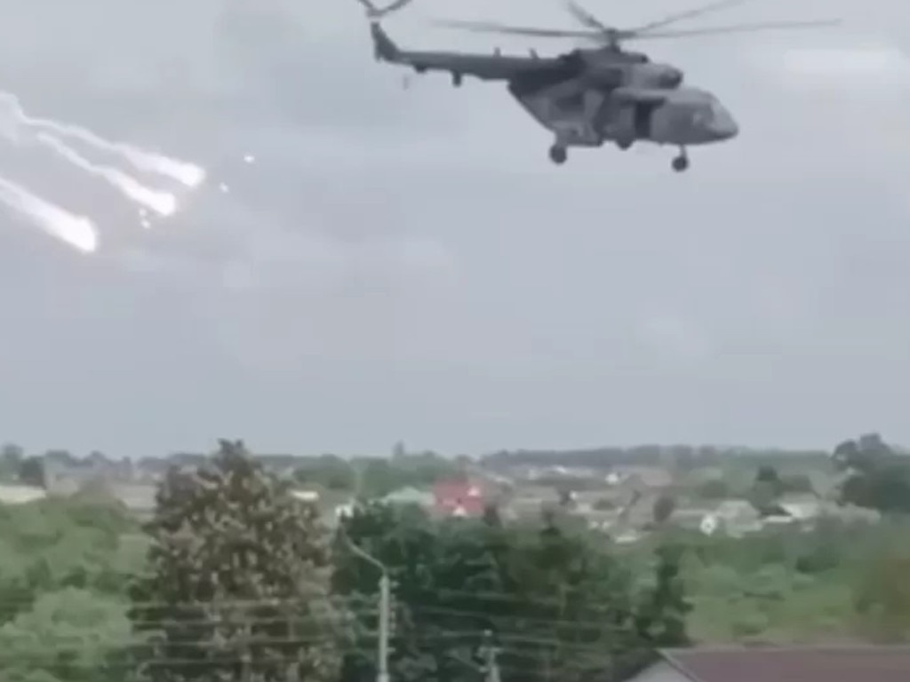 Footage of an attack helicopter in Belgorod, Russia. Picture: Telegram