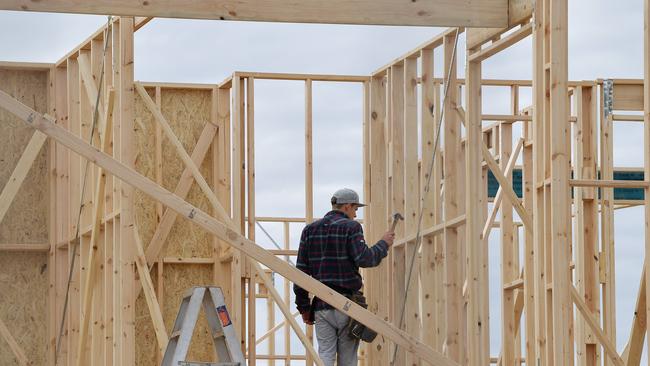 Homes under construction in Adelaide's west, Wednesday, July 12, 2017. (AAP Image/David Mariuz) NO ARCHIVING