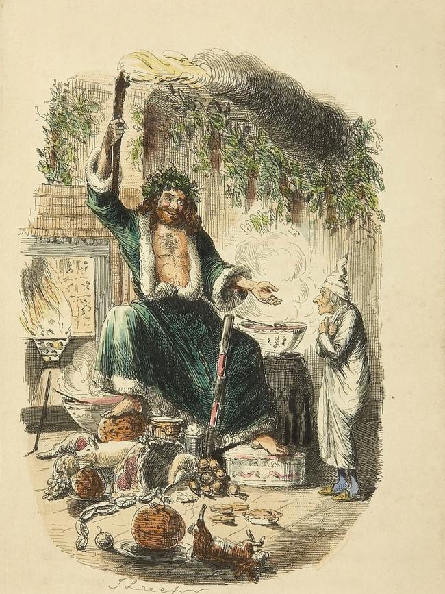 Scrooge's third visitor by John Leech is an illustration for A Christmas Carol by Charles Dickens.