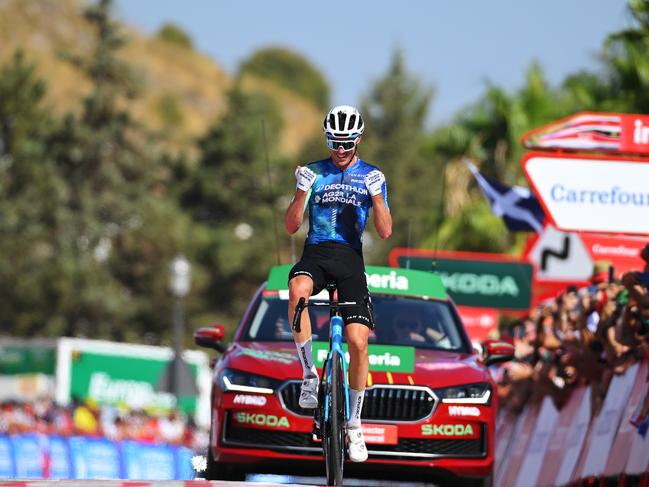 Ben O'Connor wins at Vuelta to take the overall race lead. Picture: Tim de Waele/Getty Images