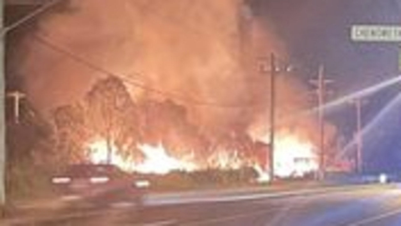 Road closed as fire crews battle blaze for hours