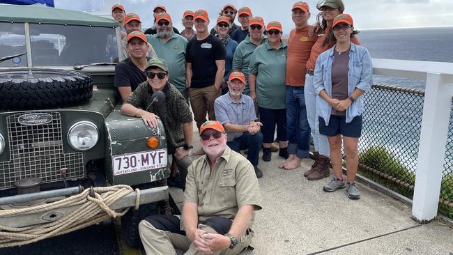 Steve Marshall (front) and the Land Rover crew at Cape Byron. Picture: Savannah Pocock