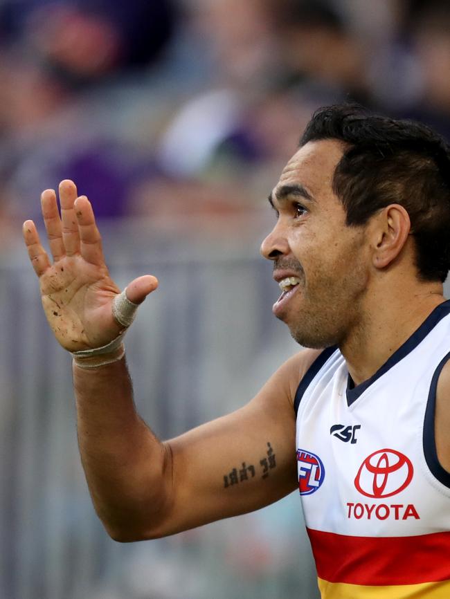 Crow Eddie Betts after missing a goal against Fremantle on Sunday. Picture: AAP Image/Richard Wainwright