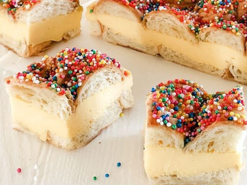 Fairy bread croissant custard slice.