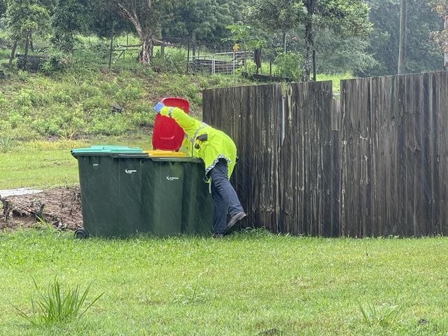 Police officers and detectives continued to search bushland and around nearby homes in Park Rd, Nambour on Sunday morning. Picture: Letea Cavander