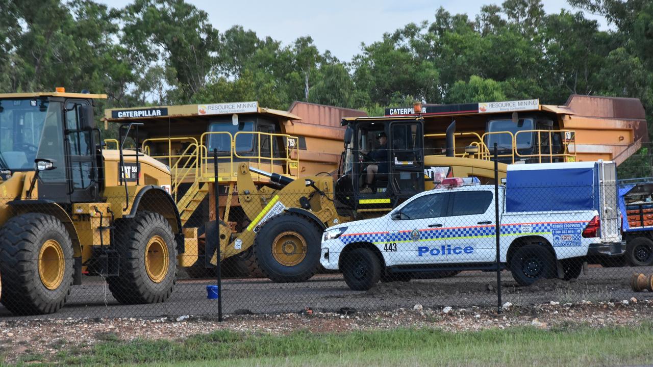 Police investigate a scene at a Berrimah Worksite on Monday evening. PICTURE Will Zwar