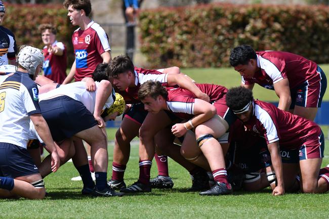 Action from the Under-16s clash between the ACT Brumbies and Queensland Reds. Picture courtesy of @jayziephotography