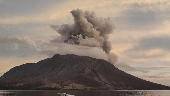 Mount Ruang volcano erupts in Sitaro, North Sulawesi, on April 19. Picture: AFP