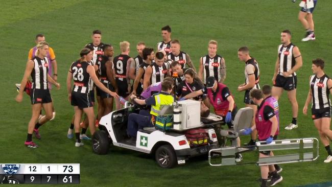 Collingwood players flocked to Jeremy Howe.