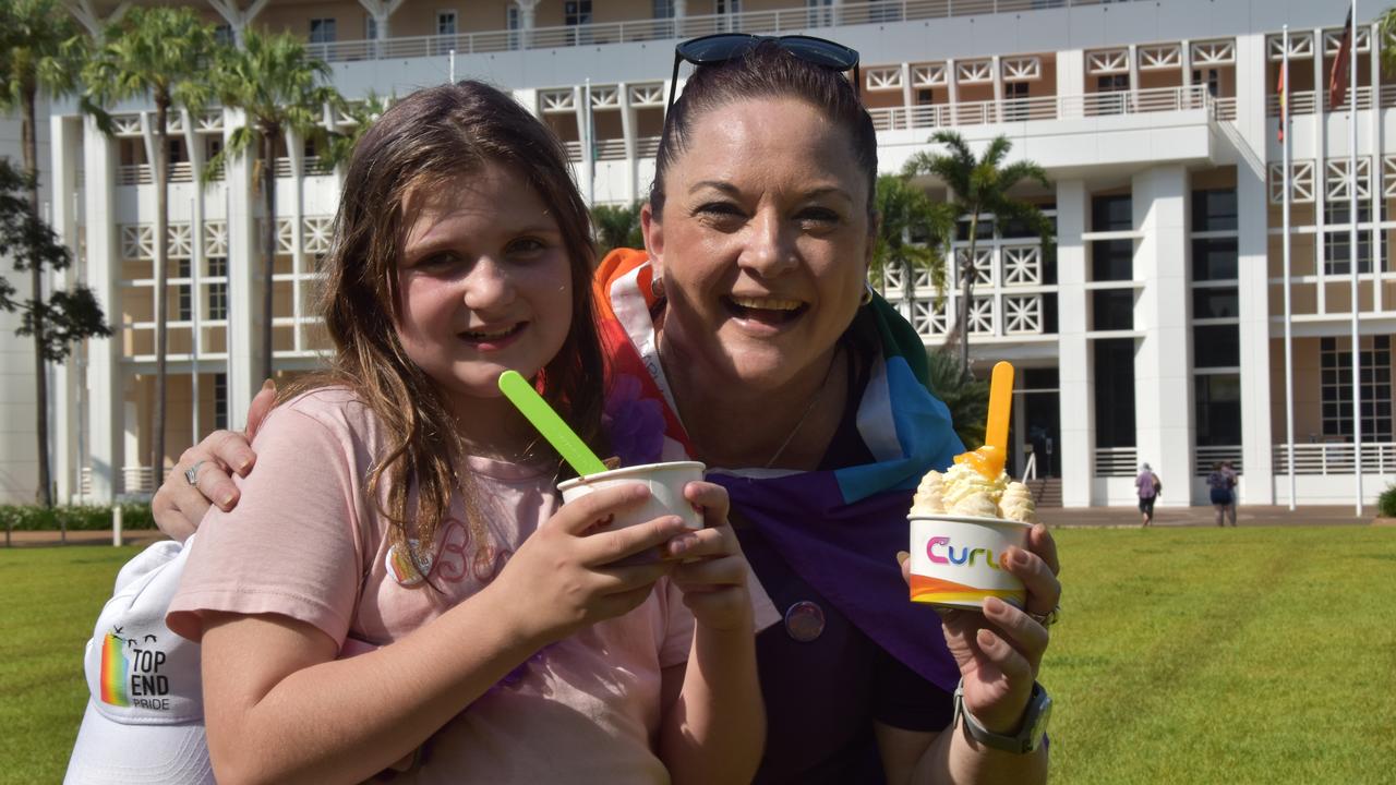 Saige Sayers-Hunt, 10, and Belinda Thomas at the City of Darwin International Women's Day walk and Celebrations, Saturday March 5.