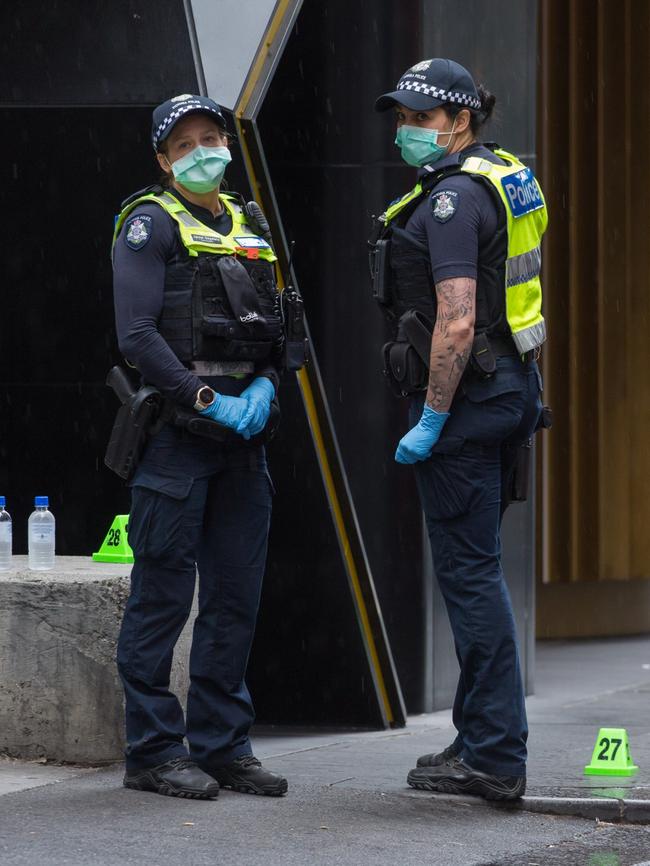 Police at the scene. Picture: Paul Jeffers