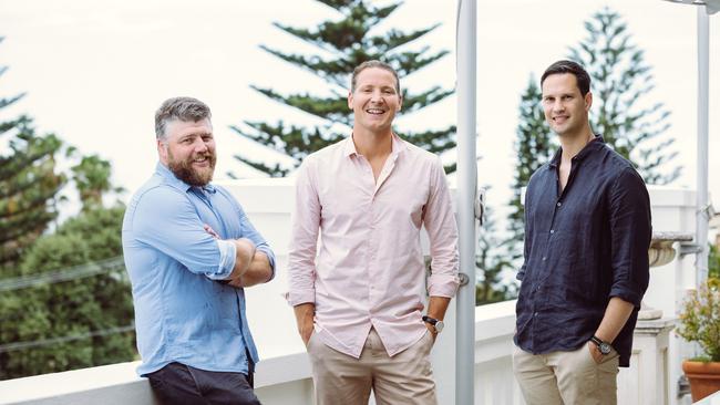 Left to right: New head chef at the renamed Harbord Hotel, Adam Rust, with owners Glenn Piper and Lachlan Cottee. Picture: Supplied.