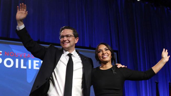 Canadian Conservative Party’s newly elected leader Pierre Poilievre with his wife Anaida. Picture: AFP