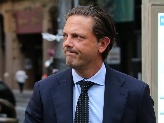 SYDNEY, AUSTRALIA: NewsWire Photos: MARCH 18 2024: Brett Henson arrives at Downing Court in Sydney. The Mirvac executive is fighting allegations he threatened a taxi driver and stole his work vehicle during a wild night out in the city. Picture: NCA NewsWire/ Gaye Gerard