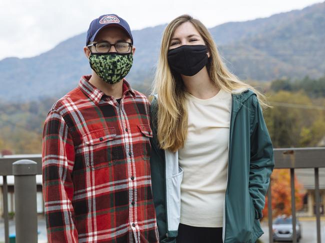 Jeff Terebey, 31 and Caity Ashley, 25, in Waynesville, North Carolina. Picture: Angus Mordant