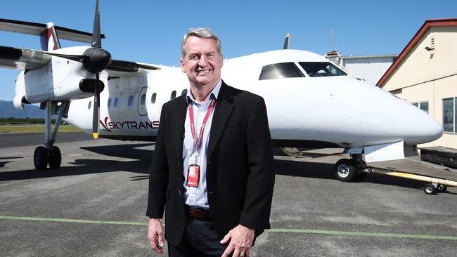 Alan Milne, CEO of Cairns airline Skytrans, said his airline will still facilitate Covid safety measures such as masks for concerned passengers even when the Queensland Department of Health drops the requirement for masks on domestic flights. Photo: Brendan Radke.