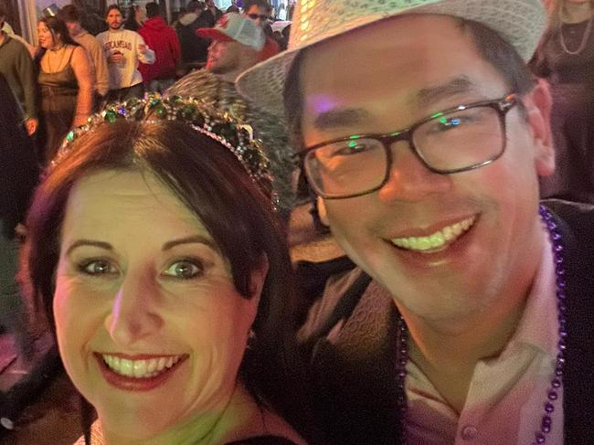 EXCLUSIVE - FOR THE ADVERTISER - NO NEWS.COM.AU NO AUS . Patrick Khoo and his wife Christina Bellatoni celebrating their 10 year wedding anniversary in New Orleans hours before a suspected terrorist attack. Picture: Patrick Khoo