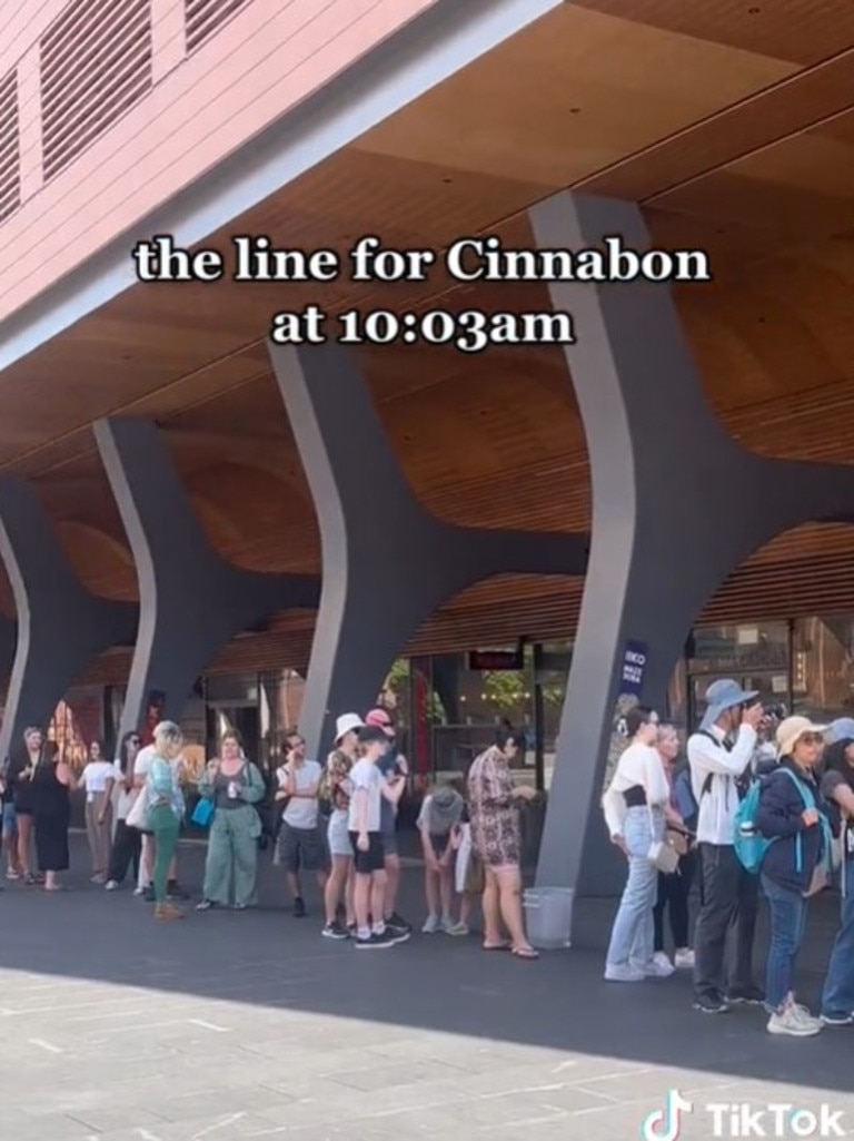 The line snaked around the Haymarket dining quarter. Picture: TikTok.