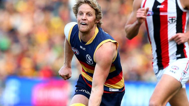 Rory Sloane and Adelaide will play four games under light at Adelaide Oval, including one against St Kilda. Picture: Sarah Reed