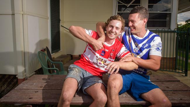 Brothers and housemates Kieren and Cameron Stewart before playing against each other in this the South Grafton vs Grafton local derby.