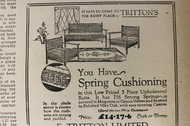 Spring cushion furniture. Gold Coast Bulletin advertising, 1930,