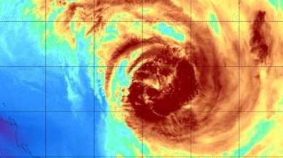 Water vapour satellite imagery of Tropical Cyclone Gabrielle.